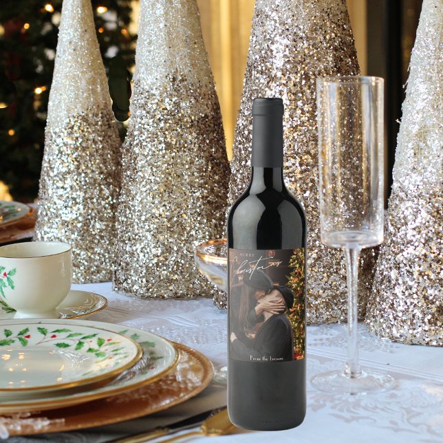 Moderne, trendige Weihnachten | Romantisches Coupl Weinetikett (Von Creator hochgeladen)