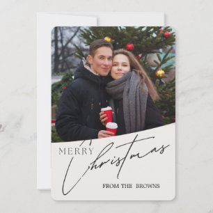 Moderne trendige Weihnachts-Paar-Foto  Feiertagskarte