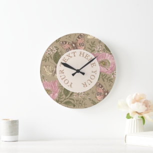 Moderne trendige Wildblumen-Botanik-Blumen-Monogra Große Wanduhr