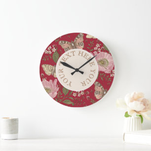 Moderne trendige Wildblumen-Botanik-Blumen-Monogra Große Wanduhr