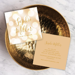 Moderne Trendkalligrafie Champagne Bokeh Lights Quadratische Visitenkarte