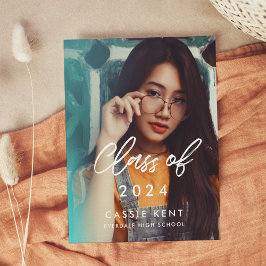 Moderne Trendklasse 2024 Foto Abschluss Postkarte