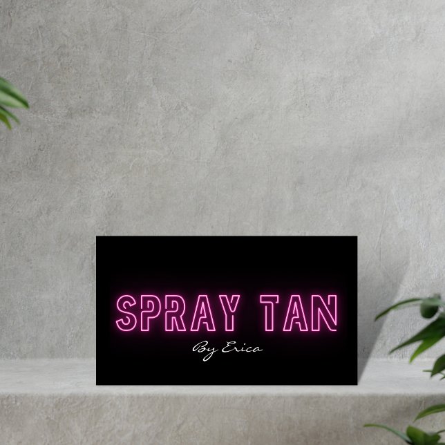 Moderne Trendrosa Neon Spray Tan Tanning Visitenkarte (Von Creator hochgeladen)
