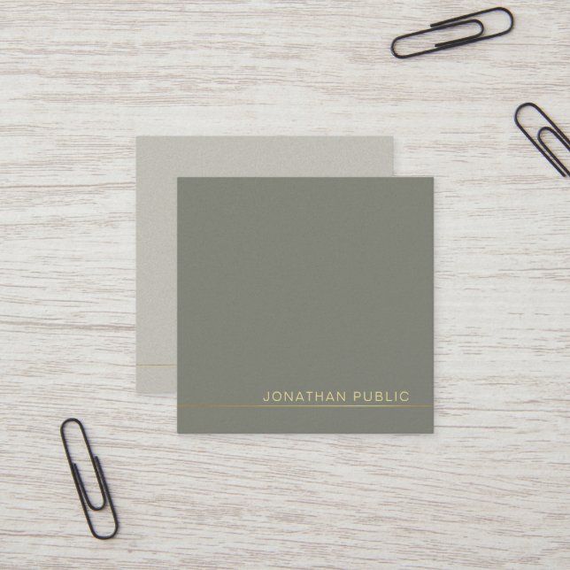 Moderne Trends Elegante Grüne Perle Finish Luxus Quadratische Visitenkarte (Vorderseite/Rückseite Beispiel)