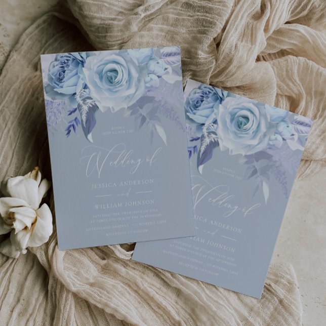 Moderne trendy All Seasons Dusty Blue Wedding Einladung (Von Creator hochgeladen)