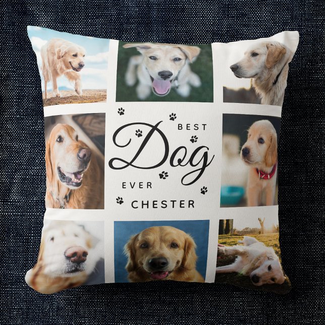 Moderne Trendy Best Dog Pet Paw Foto Collage Kissen (Von Creator hochgeladen)