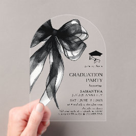 Moderne Trendy Black Bow Arch Graduation Party Acryleinladungen