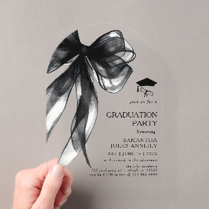 Moderne Trendy Black Bow Arch Graduation Party Acryleinladungen