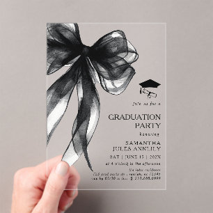 Moderne Trendy Black Bow Graduation Party Acryleinladungen