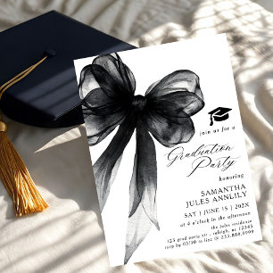 Moderne Trendy Black Bow Graduation Party Einladung