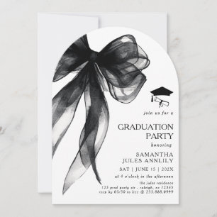 Moderne Trendy Black Bow Graduation Party Einladung