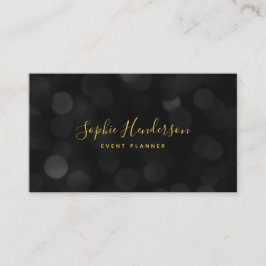 Moderne Trendy Calligraphy Dark Bokeh Lights Visitenkarte