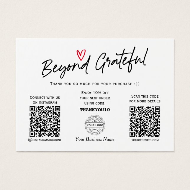 Moderne Trendy Calligraphy QR Code Gift Zertifikat (Vorderseite)