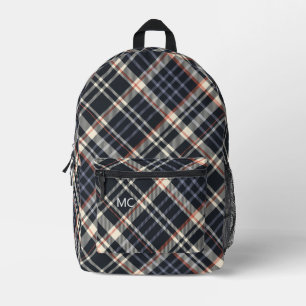 Moderne trendy Dark Karo Kariert Monogram Initis Bedruckter Rucksack