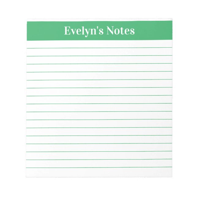 Moderne Trendy Elegante Grüne Schrift Großes Print Notizblock (Vorderseite)