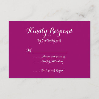 Moderne trendy elegante Magenta Wedding RSVP Cards Karte