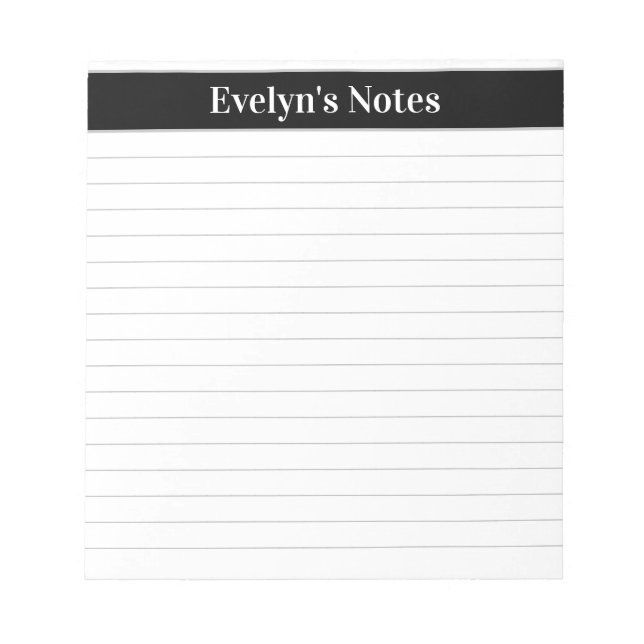 Moderne Trendy Elegante Schwarze Schrift Großes Pr Notizblock (Vorderseite)