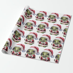 Moderne Trendy Frohe Weihnachtsschildkröte in Weih Geschenkpapier