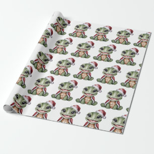 Moderne Trendy Frohe Weihnachtsschildkröte in Weih Geschenkpapier