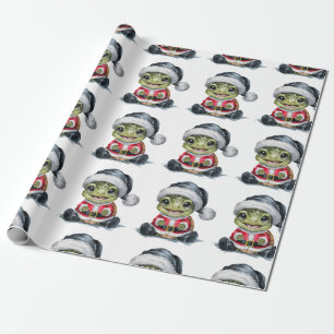 Moderne Trendy Frohe Weihnachtsschildkröte in Weih Geschenkpapier