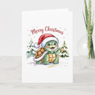 Moderne Trendy Frohe Weihnachtsschildkröte in Weih Karte