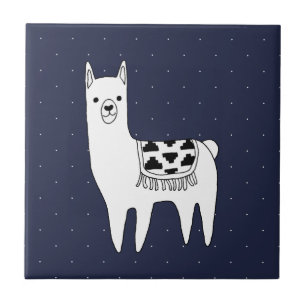 Moderne Trendy Lama Sketch & Swiss Dots Fliese