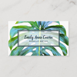 Moderne Trendy Makeup Artist Tropical Leaf Grüne Visitenkarte