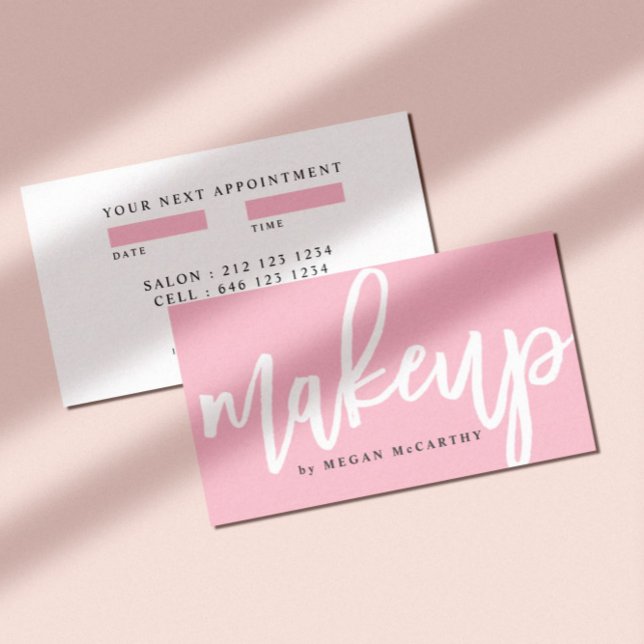 Moderne Trendy Makeup Script Termin pink Visitenkarte (Von Creator hochgeladen)