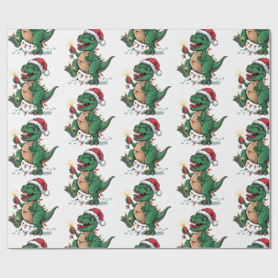 Moderne Trendy Merry Christmas Dinosaur Weihnachts Geschenkpapier