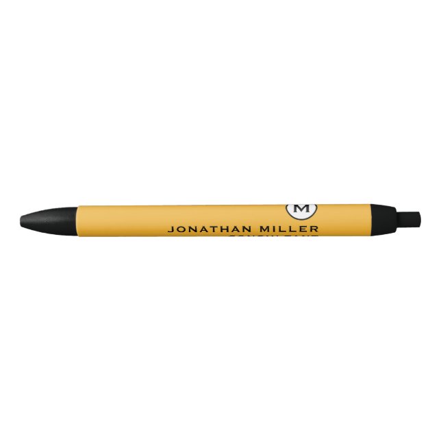 Moderne Trendy Monogram Mustard Yellow Kugelschreiber (Vorderseite)