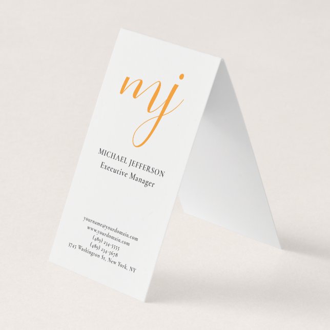 Moderne, trendy Monogramm einfarbig schwarz & weiß Visitenkarten (Vorderseite)