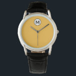 Moderne trendy Mustard Yellow Black Monogram Armbanduhr<br><div class="desc">Modernes,  trendy Monogram Emblem Classic Block Typografy Monogram Solid Mustard Yellow Background</div>