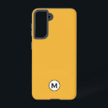 Moderne trendy Mustard Yellow Monogram Samsung Galaxy Hülle<br><div class="desc">Modernes,  klassisches Monogramm-Blockdesign mit einem Schwarz-Weiß-Monogramm-Medaillon auf einem angesagten,  hellen Senf-gelben Hintergrund.</div>
