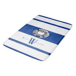 Moderne trendy nautical Blue und White Mit Monogra Badematte