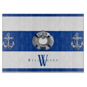 Moderne trendy nautical Blue und White Schneidebrett