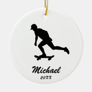 Moderne Trendy Personalisierte Skateboarder Keramik Ornament