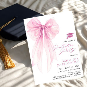 Moderne Trendy Pink Bow Graduation Party Einladung