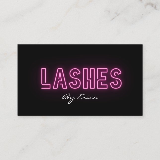 Moderne Trendy Pink Neon Lashes Schönheit Visitenkarte (Vorderseite)