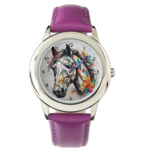 Moderne, trendy schöne Pferde Kinder Armbanduhr