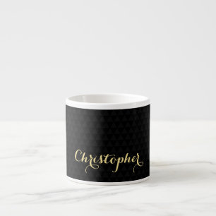 Moderne Trendy Schwarze Elegante Falsche Gold-Typo Espressotasse
