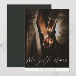 Moderne trendy Script Dark Green Frohe Weihnachten
