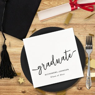Moderne Trendy Script Graduation Party Serviette