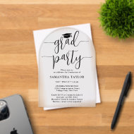 Moderne Trendy Script Graduation Party Translucent Acryleinladungen