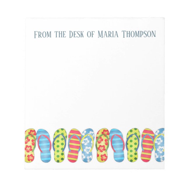 Moderne trendy stilvolle Beach Summer Flip Flops Notizblock (Vorderseite)