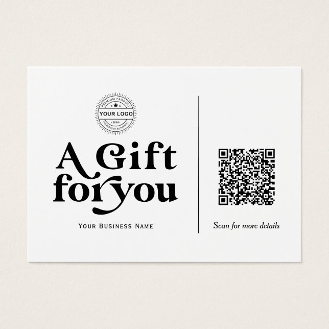 Moderne Trendy Typografy QR Code Geschenkgutschein (Vorderseite)