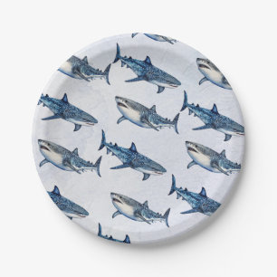 Moderne Trendy Vintag Whale Shark Sea Geburtstag Pappteller