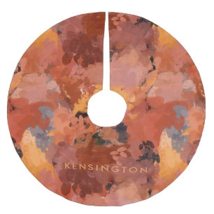 Moderne Trenino Terracotta Rust Brown Abstrakt Polyester Weihnachtsbaumdecke