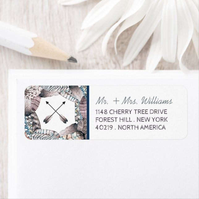 Moderne Tribal Feathers Bohemisch Hochzeit (Insitu)