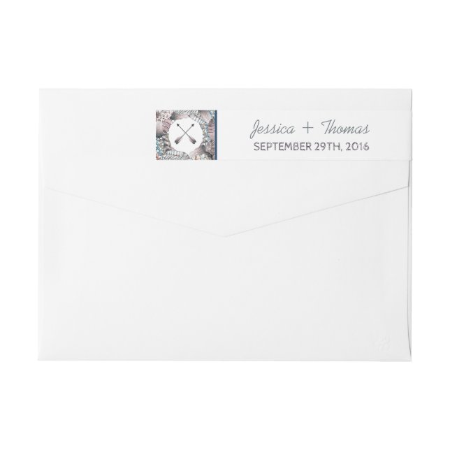 Moderne Tribal Feathers Bohemisch Hochzeit (Rückseite)