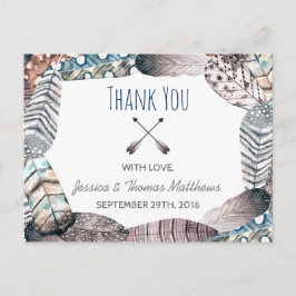 Moderne Tribal Feathers Bohemisch Hochzeit Vielen  Postkarte